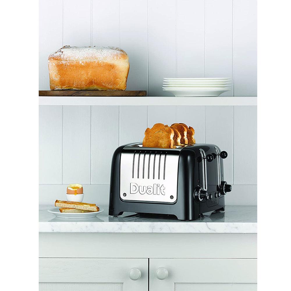Dualit Lite 4 Slice Toaster High Gloss Stainless Steel 1260 W - Black