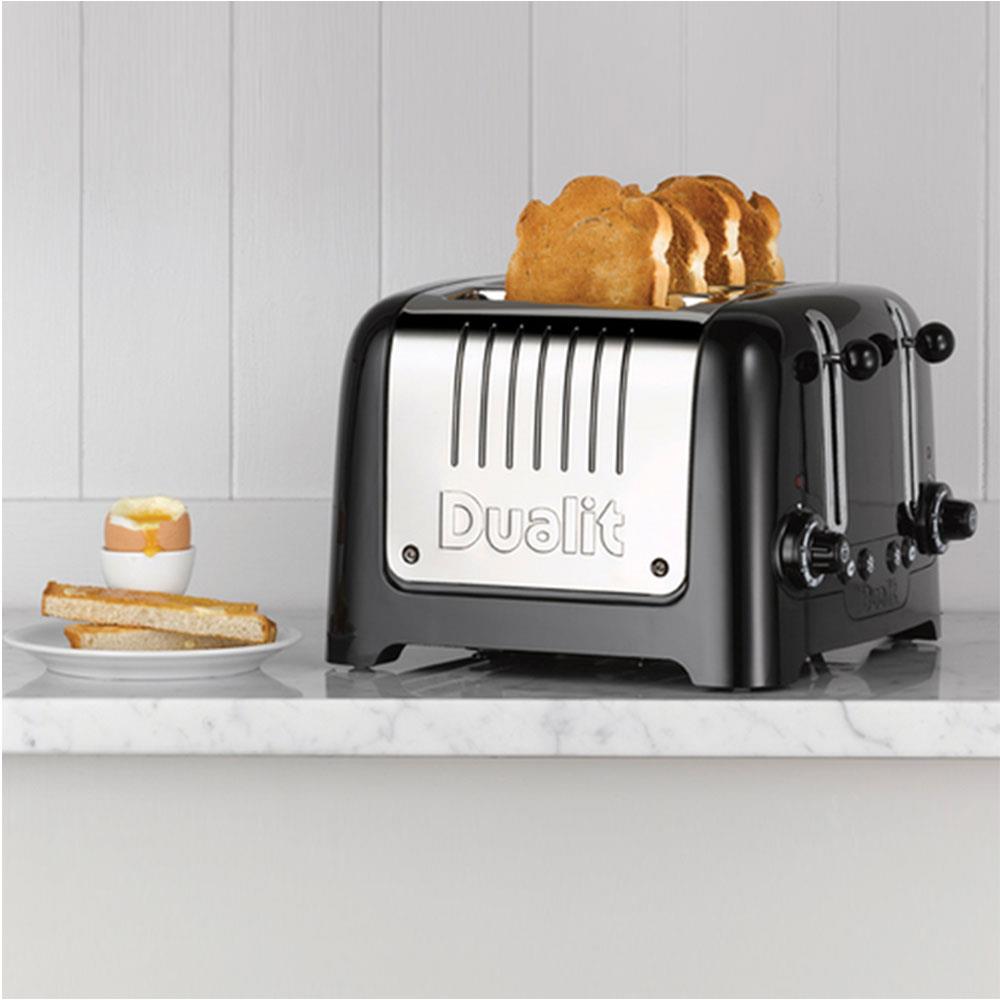 Dualit Lite 4 Slice Toaster High Gloss Stainless Steel 1260 W - Black