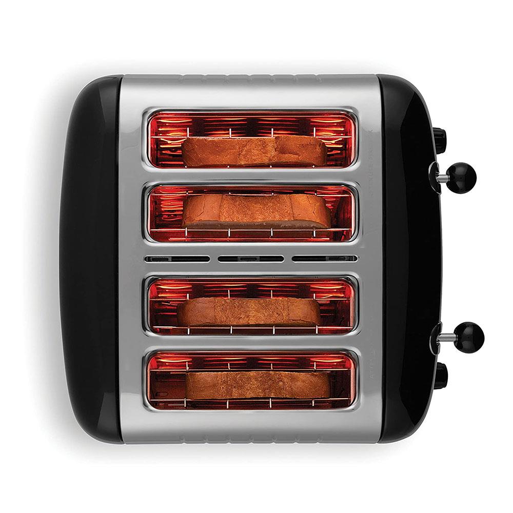 Dualit Lite 4 Slice Toaster High Gloss Stainless Steel 1260 W - Black
