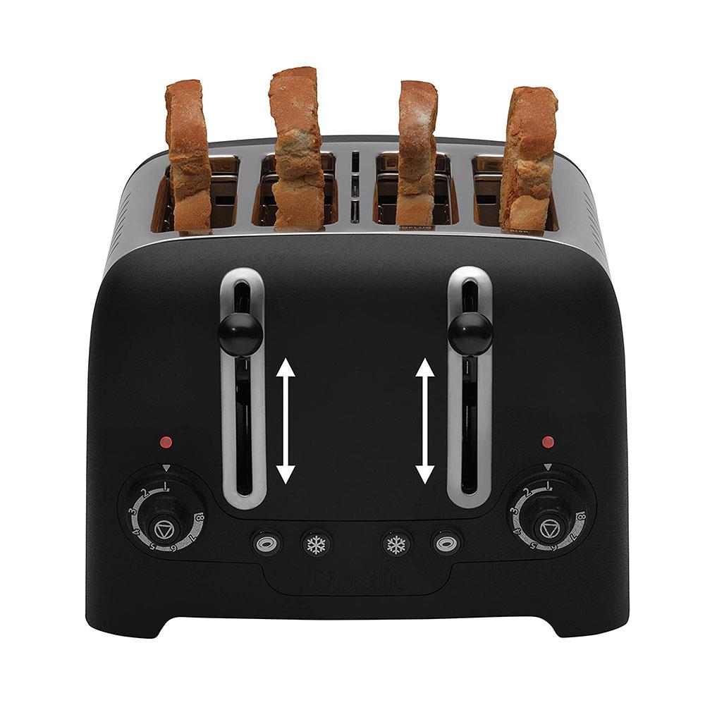 Dualit Lite 4 Slice Toaster High Gloss Stainless Steel 1260 W - Black
