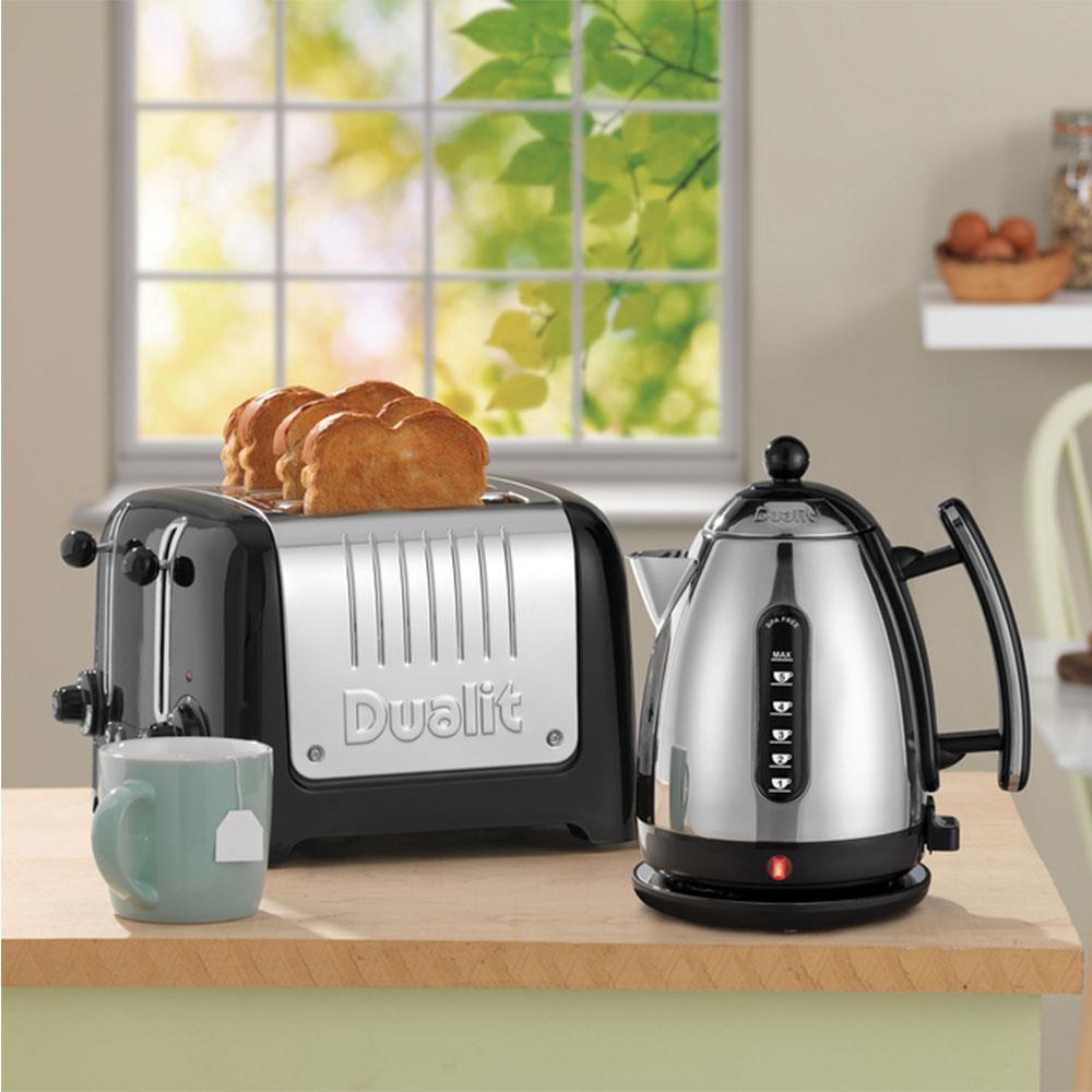Dualit Lite 4 Slice Toaster High Gloss Stainless Steel 1260 W - Black