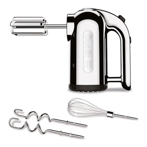 Dualit Hand Mixer With Flat Beaters Dough Hooks And Whisk Attachments 4 Speed Settings 400W - Chrome