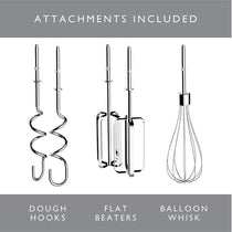 Dualit Hand Mixer With Flat Beaters Dough Hooks And Whisk Attachments 4 Speed Settings 400W - Chrome