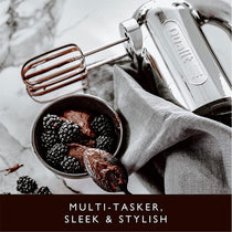 Dualit Hand Mixer With Flat Beaters Dough Hooks And Whisk Attachments 4 Speed Settings 400W - Chrome