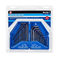 BlueSpot Metric And Imperial Chrome Vanadium Hex Key Set 0.7-10mm 0.028 Inch-3/8 Inch - 30 Piece