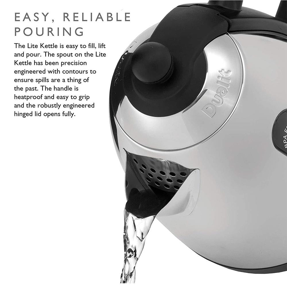 Dualit Lite Jug Kettle Stainless Steel 2400 W 1.5 Liter - Polished With Black Trim