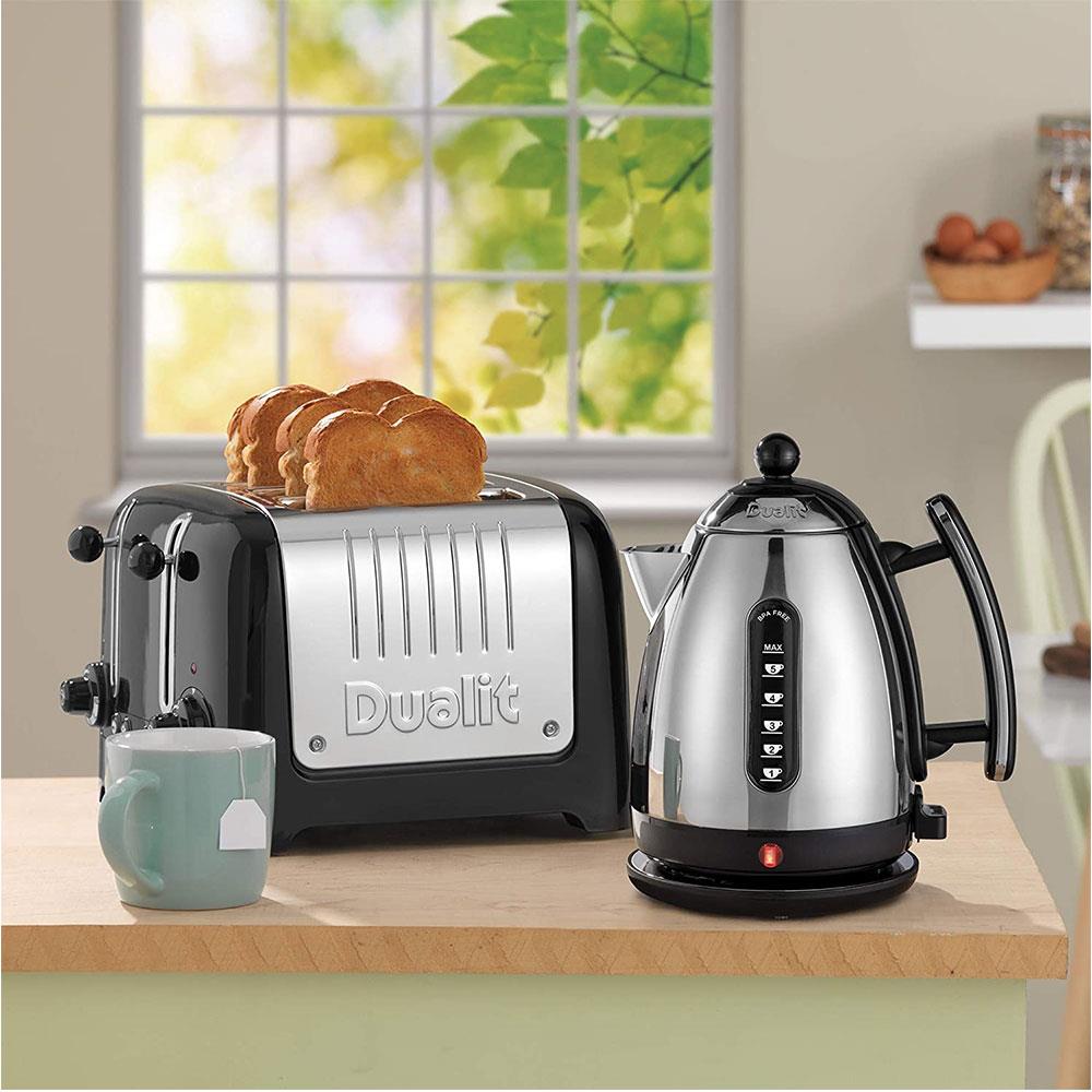 Dualit Lite Jug Kettle Stainless Steel 2400 W 1.5 Liter - Polished With Black Trim