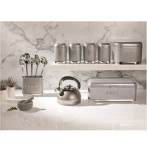 KitchenCraft Lovello Retro Utensil Holder With Geometric Textured Finish - Shadow Grey
