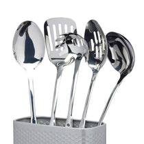 KitchenCraft Lovello Retro Utensil Holder With Geometric Textured Finish - Shadow Grey
