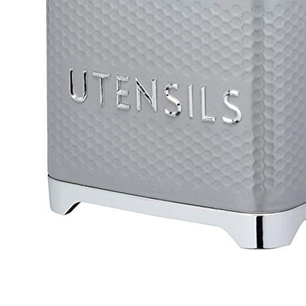 KitchenCraft Lovello Retro Utensil Holder With Geometric Textured Finish - Shadow Grey