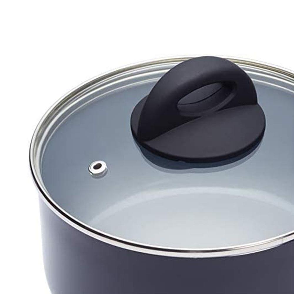KitchenCraft MasterClass 16cm Saucepan Ceramic Non-Stick Induction Ready - Black