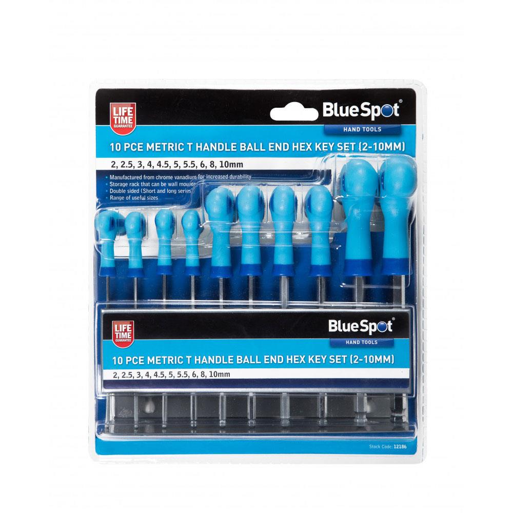 BlueSpot Metric T Handle Ball End Hex Key Set 2-10mm - 10 Piece