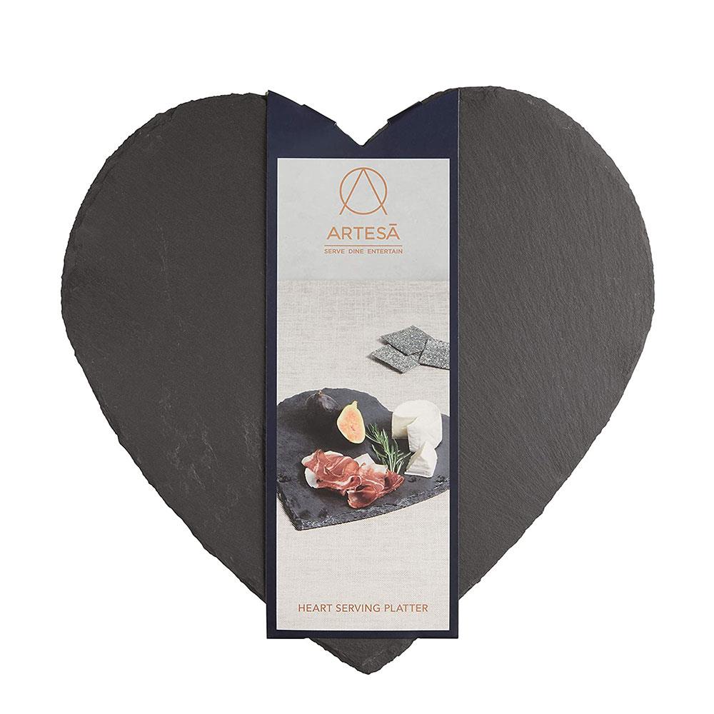 KitchenCraft Artesa Appetiser Slate Heart Shaped Serving Platter 25cm - Slate Grey