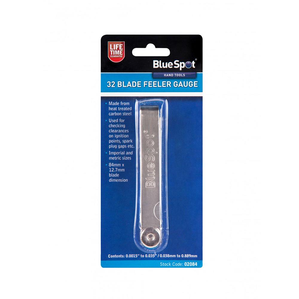 BlueSpot Blade Feeler Gauge Set of 32 Piece Carbon Steel - Silver