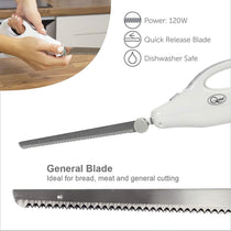 Quest Electric Serrated Carving Knife Stainless Steel Blade 120W - White