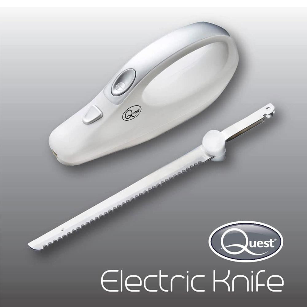 Quest Electric Serrated Carving Knife Stainless Steel Blade 120W - White
