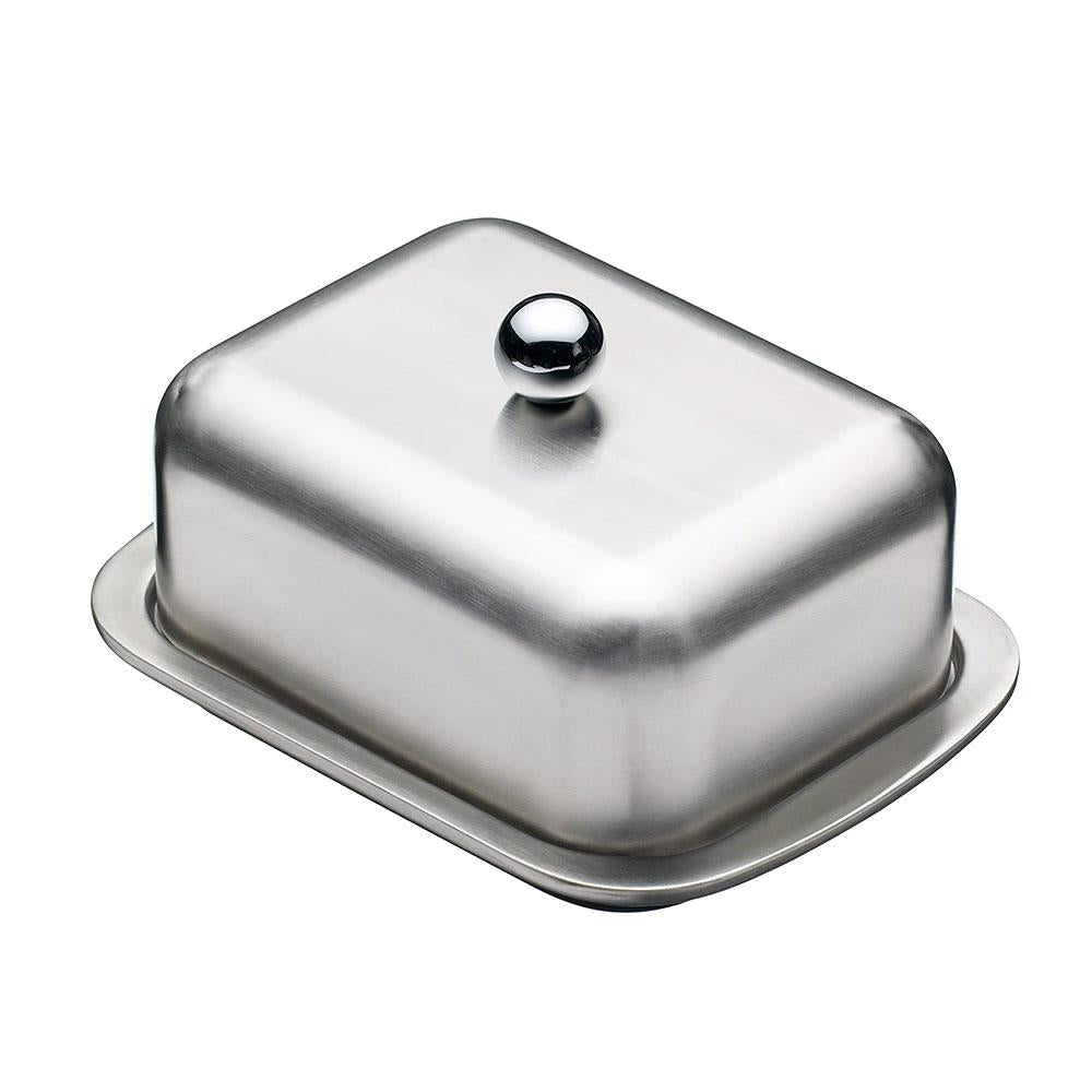 KitchenCraft MasterClass Deep Double Walled Insulated Covered Butter Dish - Silver
