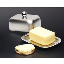 KitchenCraft MasterClass Deep Double Walled Insulated Covered Butter Dish - Silver
