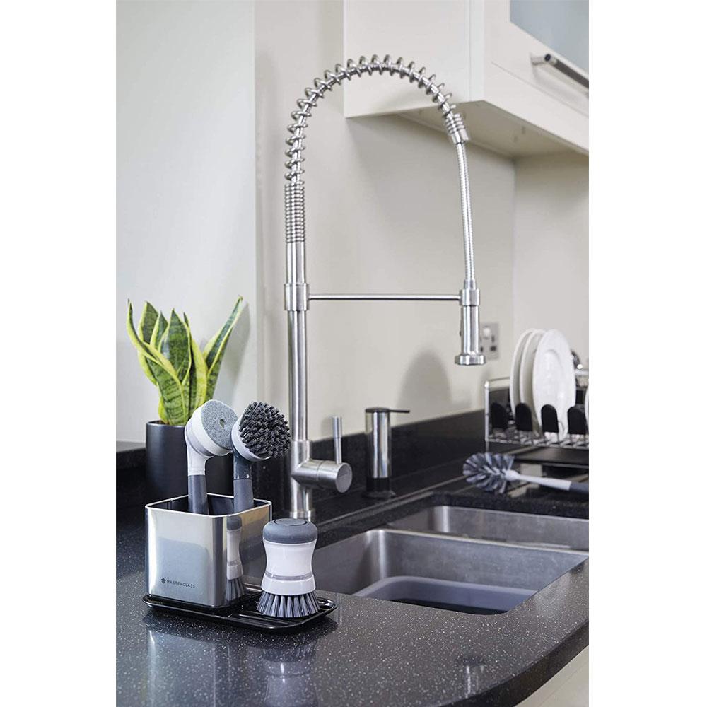 KitchenCraft MasterClass Dish Brush Washing Up Brush With Non Scratch Bristles 20cm - Grey