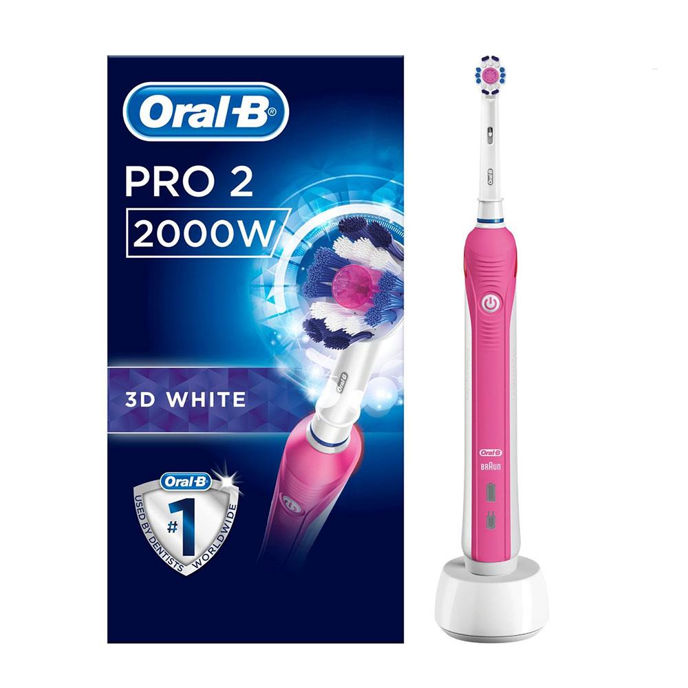 Oral B Pro 2 3D White Electric Rechargeable Toothbrush - Pink Main image