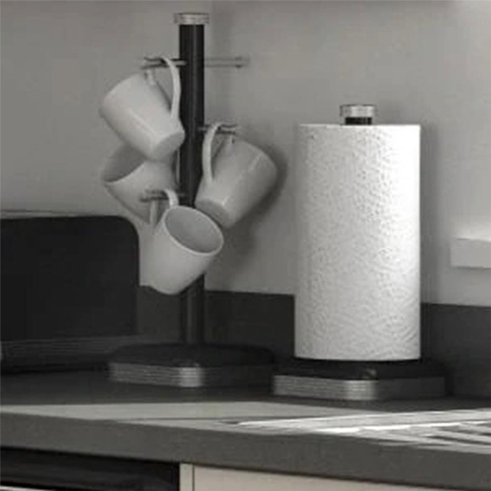 Swan Retro Kitchen Roll Holder with Steel Weighted Base Metal - Black