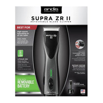 Andis Supra ZR II Cordless Detachable Blade Clipper Lithium-ion Battery - Black