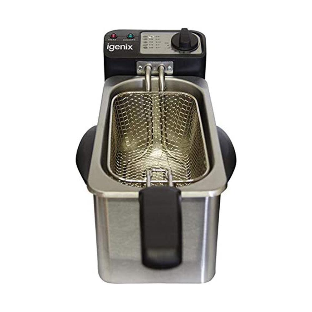 Igenix Deep Fat Dryer With Basket Non Stick Inner Bowl Brushed Stainless Steel 1500 W 1.5 Litre - Silver