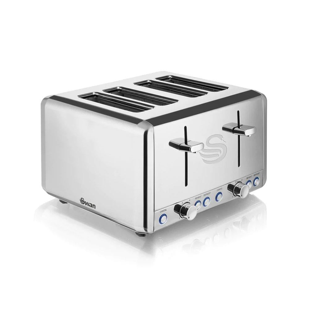 Swan Classic Styled 4 Slice Toaster Polished Stainless Steel 1850 W - Silver Main image