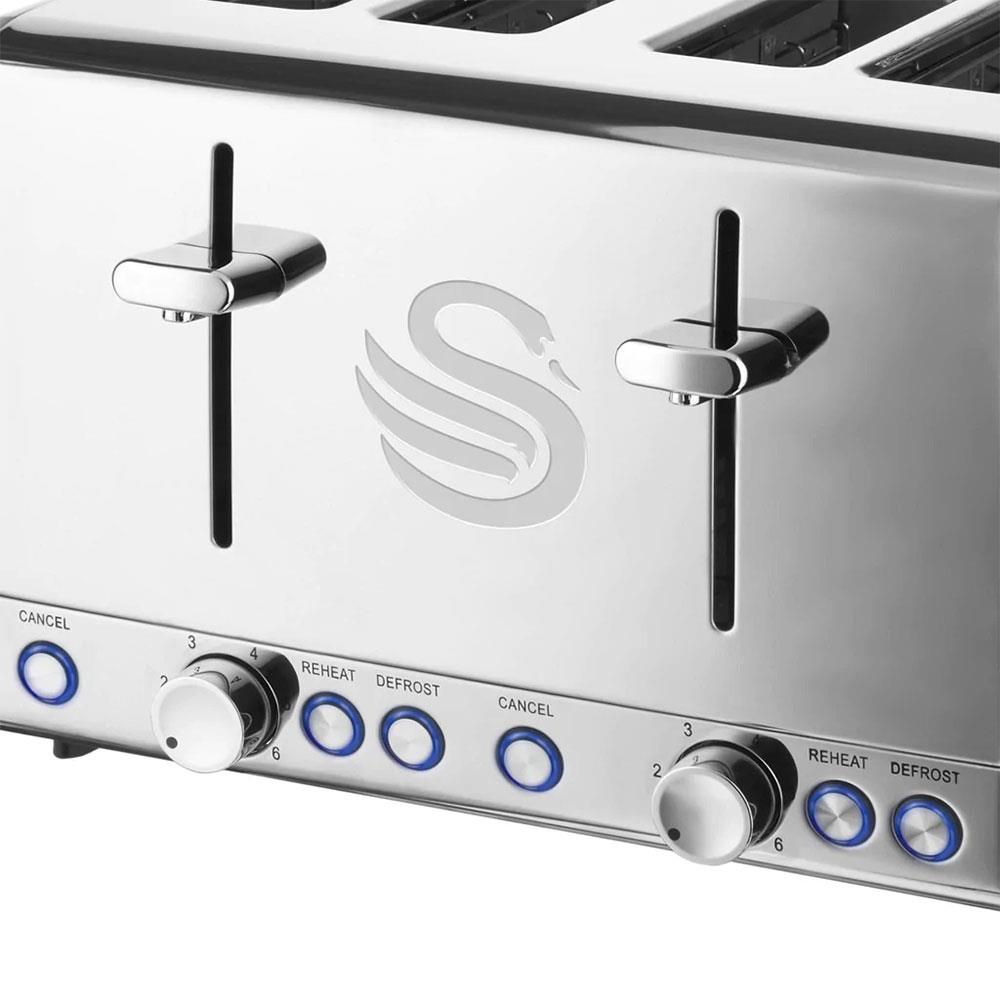 Swan Classic Styled 4 Slice Toaster Polished Stainless Steel 1850 W - Silver