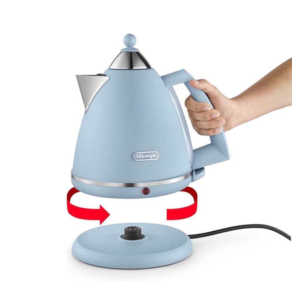 Delonghi Argento Flora Electric Jug Kettle Stainless Steel 3000 W 1.7 Litre - Blue