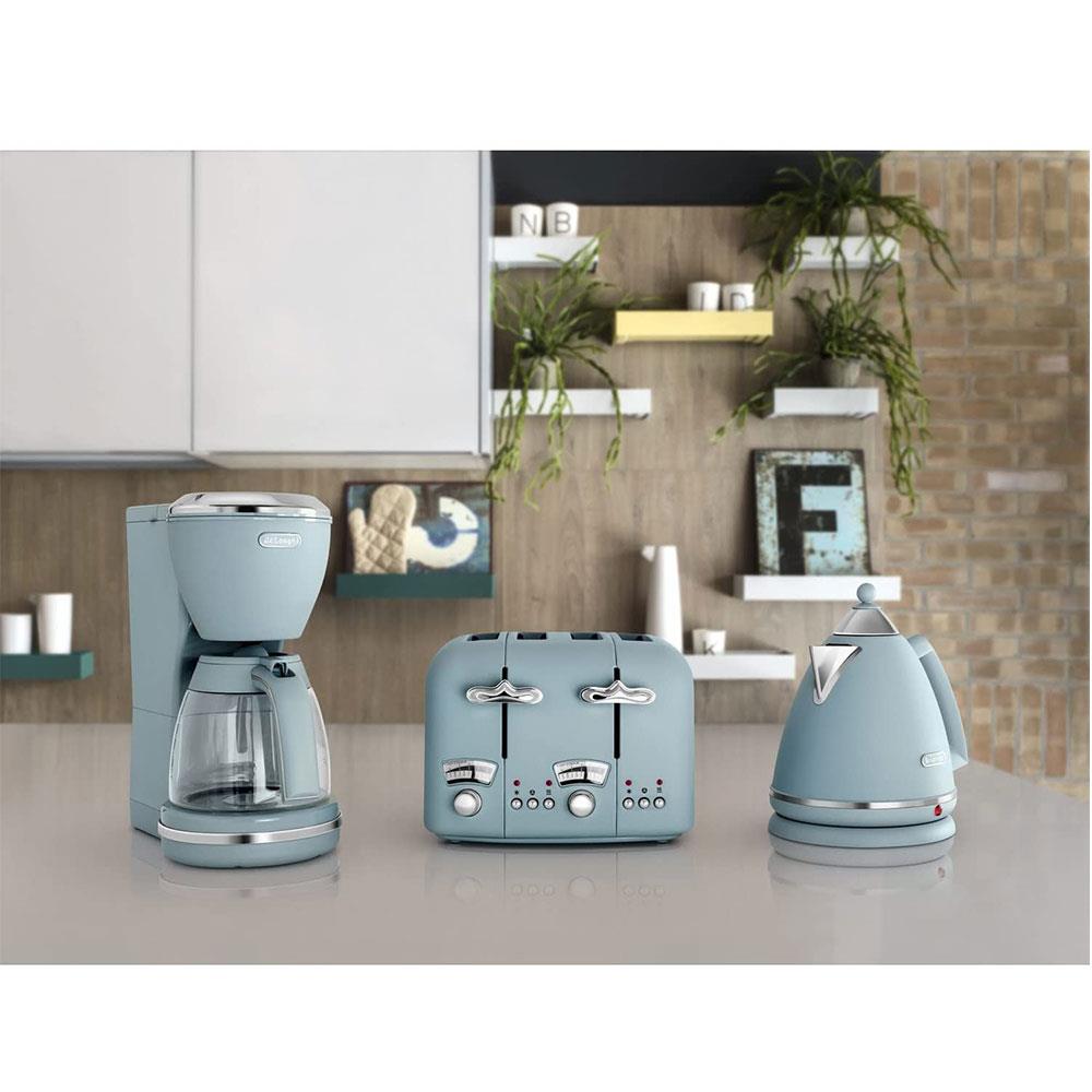 Delonghi Argento Flora Electric Jug Kettle Stainless Steel 3000 W 1.7 Litre - Blue