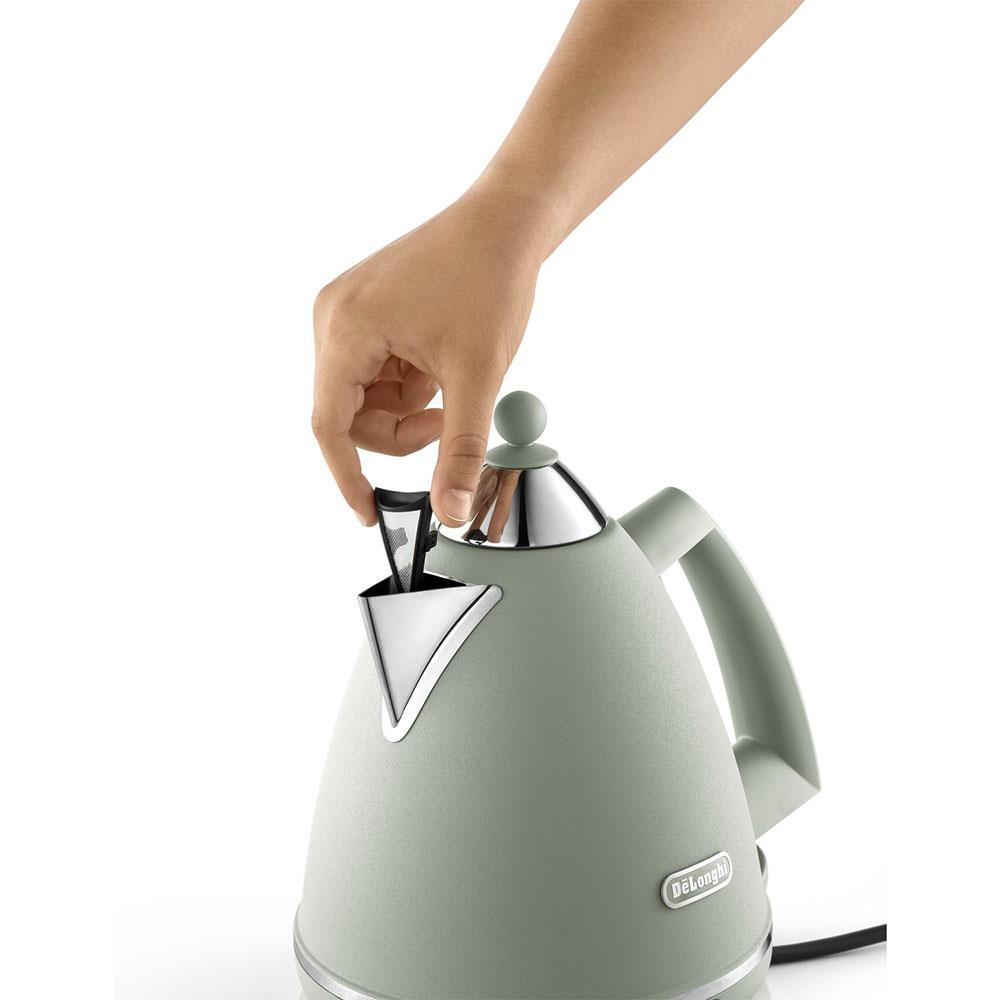 Delonghi Argento Flora Electric Jug Kettle Stainless Steel 3000 W 1.7 Litre - Green