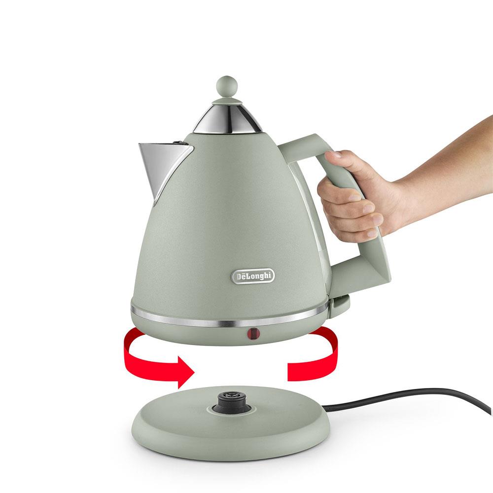 Delonghi Argento Flora Electric Jug Kettle Stainless Steel 3000 W 1.7 Litre - Green
