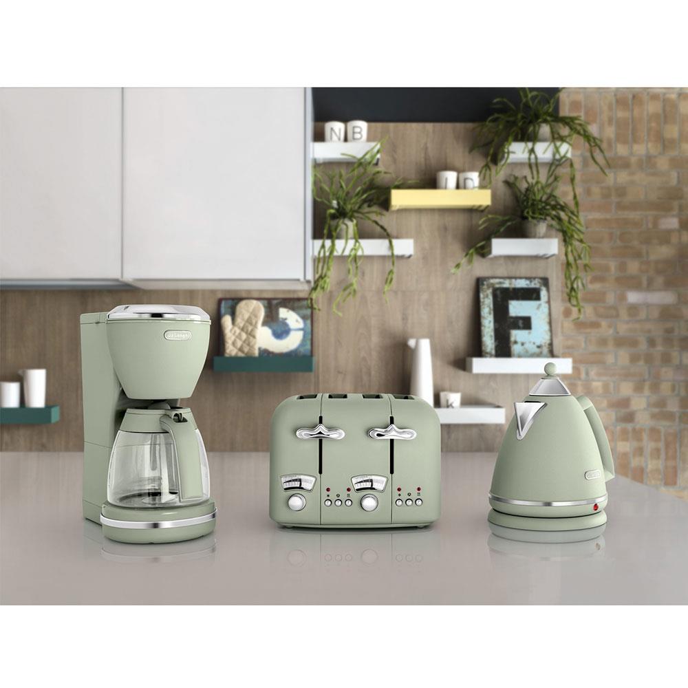 Delonghi Argento Flora Electric Jug Kettle Stainless Steel 3000 W 1.7 Litre - Green