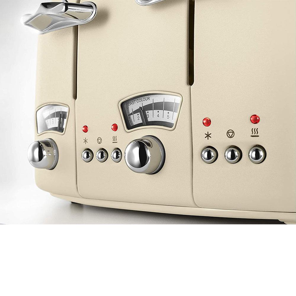 Delonghi Argento Flora 4 Slice Toaster Stainless Steel 1600 W - Beige