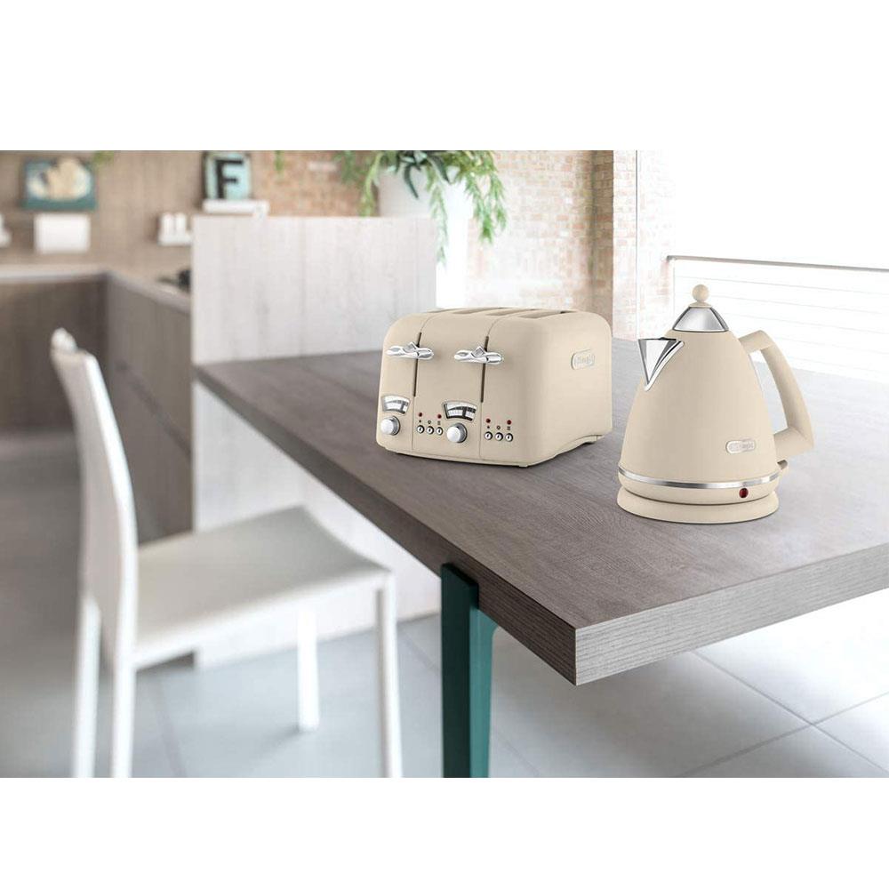 Delonghi Argento Flora 4 Slice Toaster Stainless Steel 1600 W - Beige
