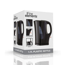 Fine Elements Plastic Jug Kettle With Stainless Steel Heating Element 3000 W 1.7 Litre - Black