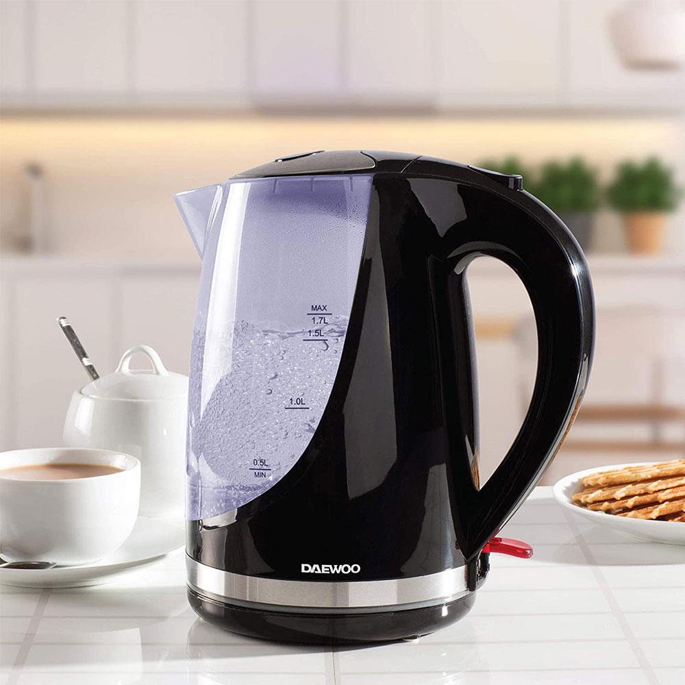 Daewoo Colour Changing Jug Kettle Stainless Steel 3000 W 1.7 Litre - Black