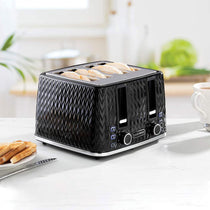 Daewoo Argyle 4 Slice Toaster With Reheat Cancel And Defrost Functions 1600 W - Black