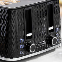 Daewoo Argyle 4 Slice Toaster With Reheat Cancel And Defrost Functions 1600 W - Black