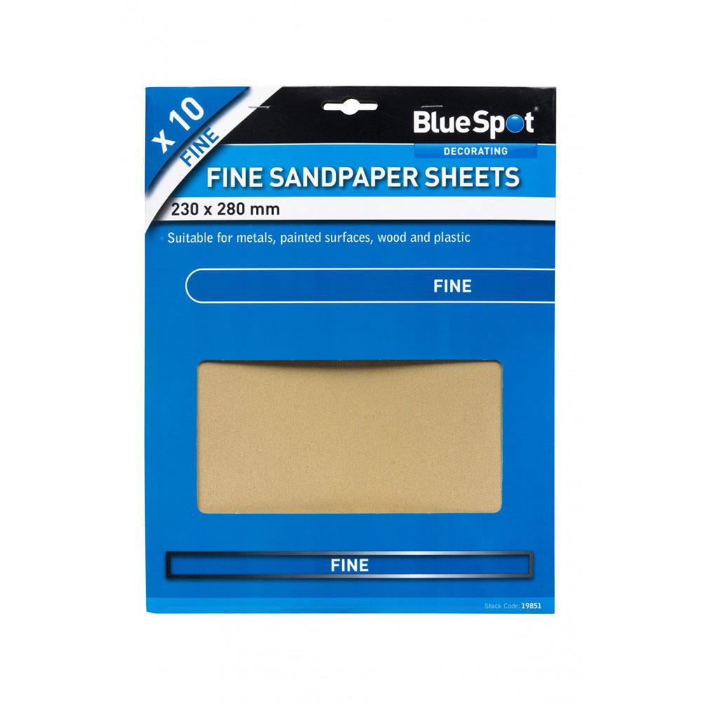 BlueSpot Fine Sandpapers - 10 x Fine Grit (240 Grit) Main image
