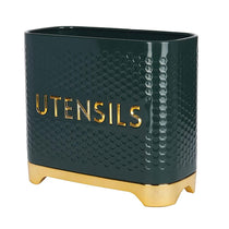 KitchenCraft Lovello Retro Utensil Holder With Geometric Textured Finish - Hunter Green