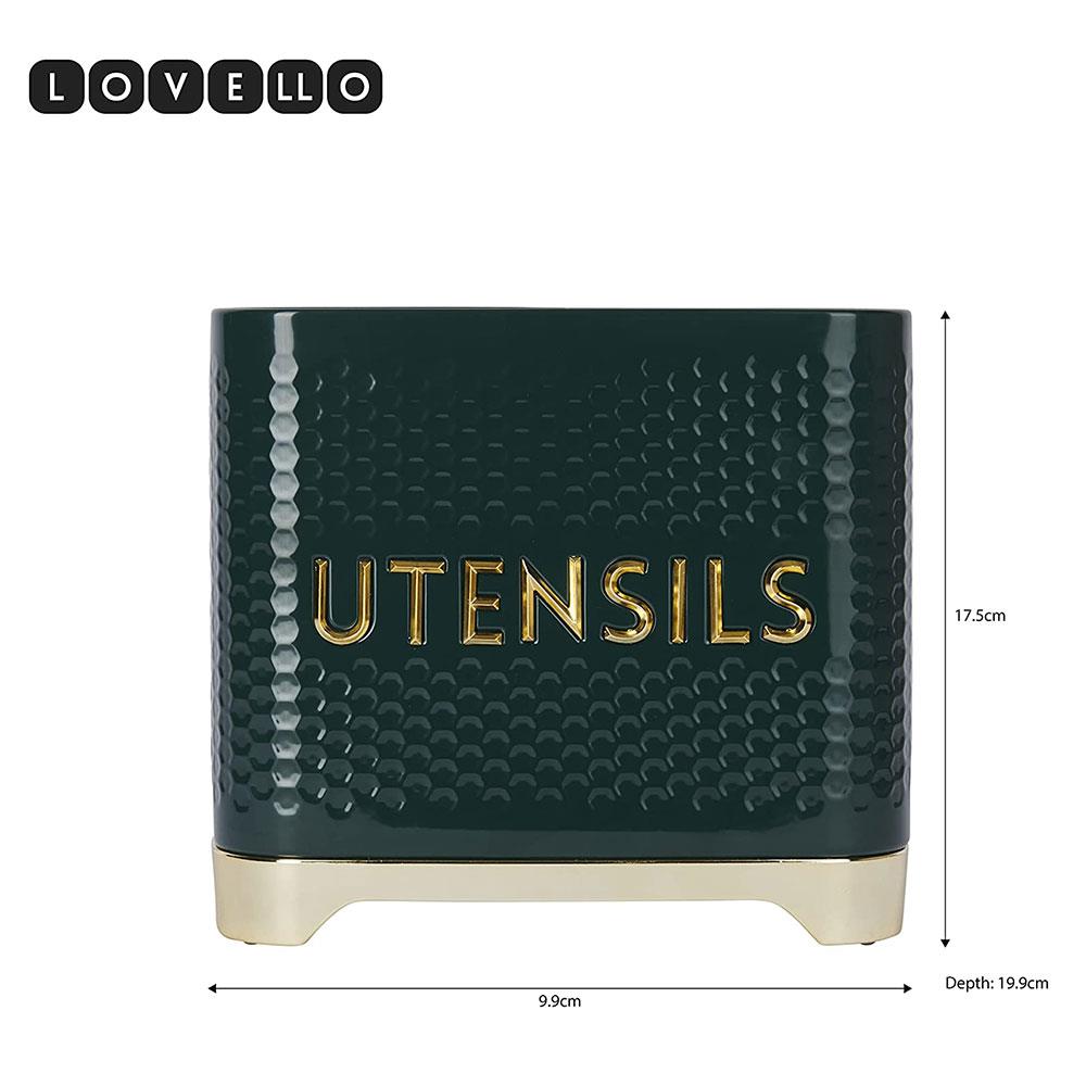 KitchenCraft Lovello Retro Utensil Holder With Geometric Textured Finish - Hunter Green Secondary image