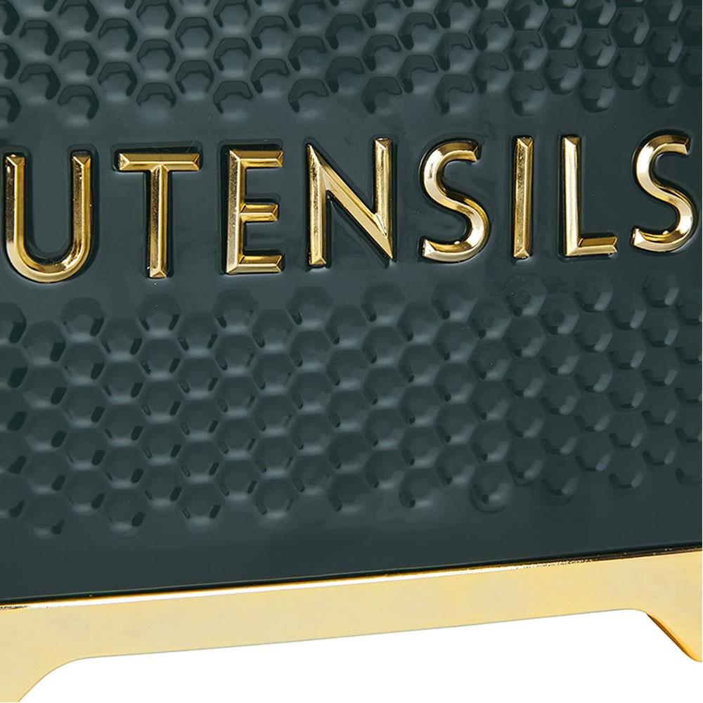 KitchenCraft Lovello Retro Utensil Holder With Geometric Textured Finish - Hunter Green