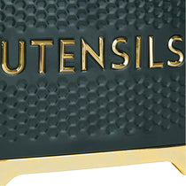 KitchenCraft Lovello Retro Utensil Holder With Geometric Textured Finish - Hunter Green