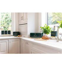 KitchenCraft Lovello Retro Utensil Holder With Geometric Textured Finish - Hunter Green