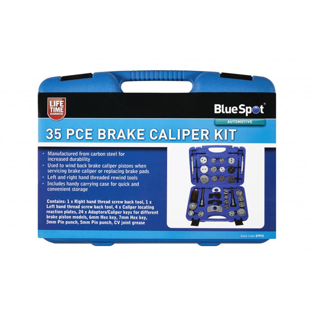 BlueSpot Brake Caliper Kit Piston Wind Back Tool Left Right Thread Service - 35 Piece