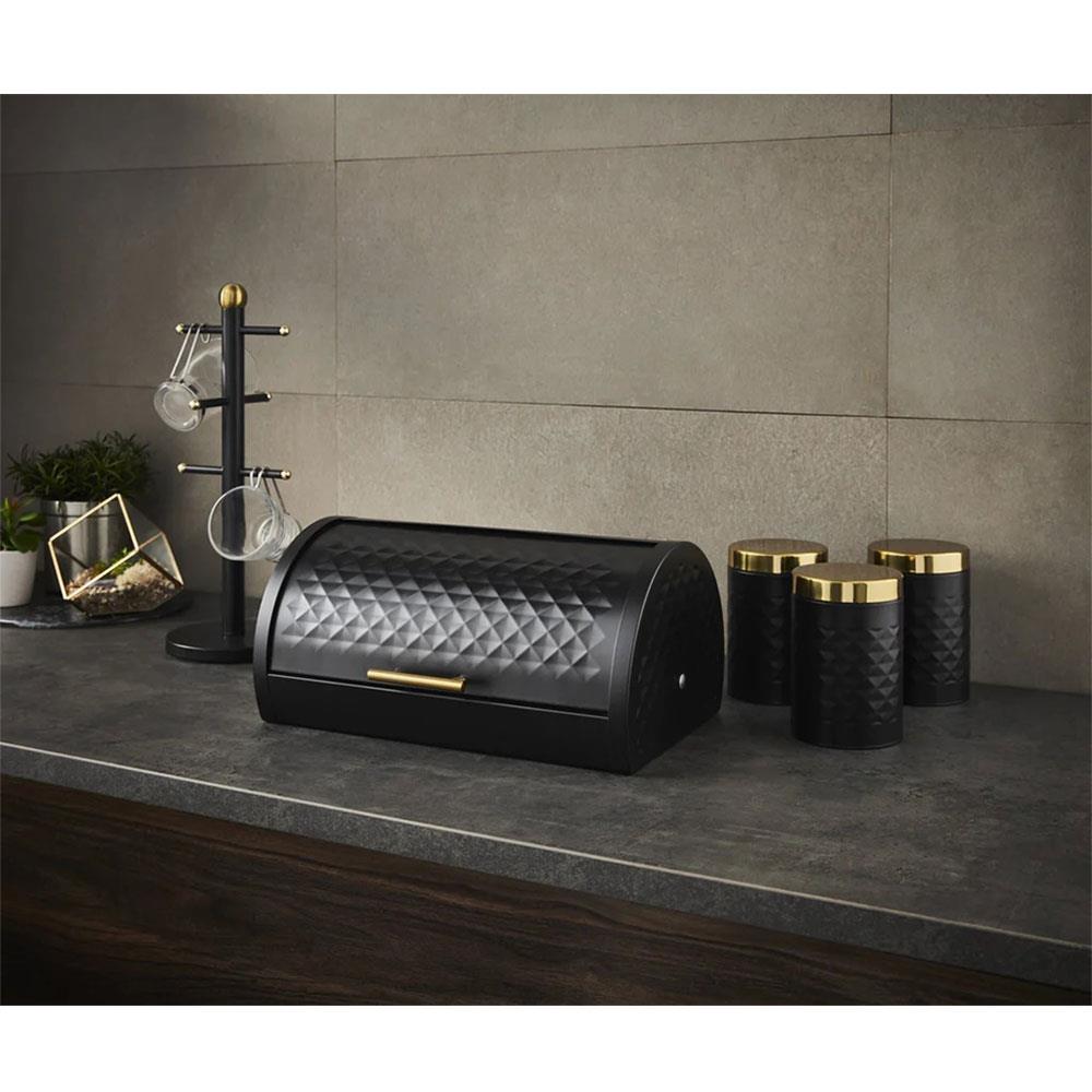 Swan Gatsby Roll Top Bread Bin - Black
