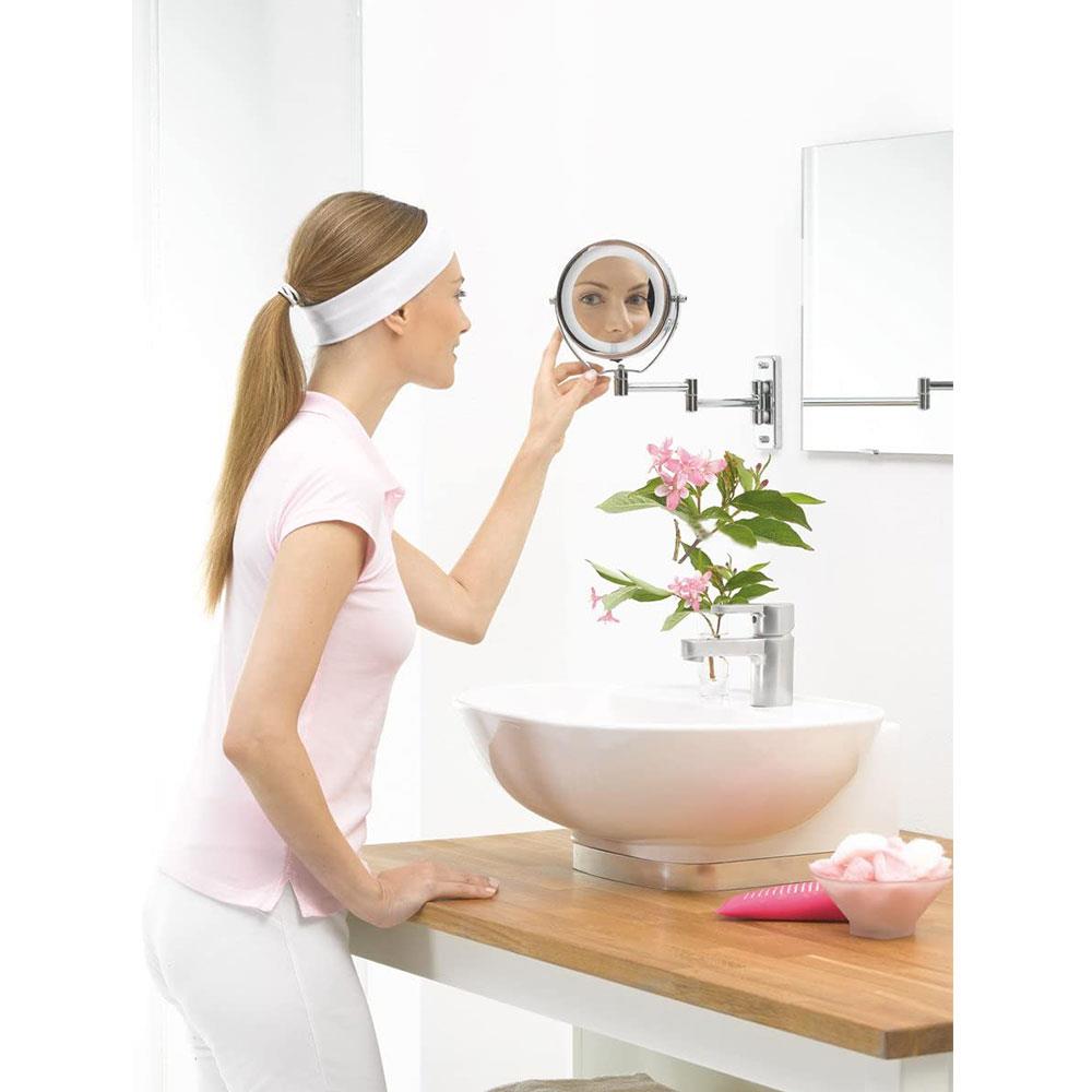 Beurer 2-In-1 Wall And Standing Cosmetics Mirror Illuminated With 7x Magnification 12 LED Light - Chrome Secondary image