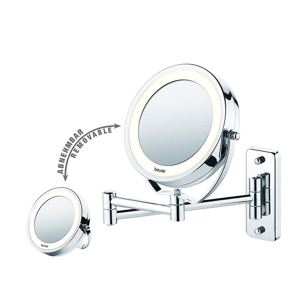 Beurer 2-In-1 Wall And Standing Cosmetics Mirror Illuminated With 7x Magnification 12 LED Light - Chrome